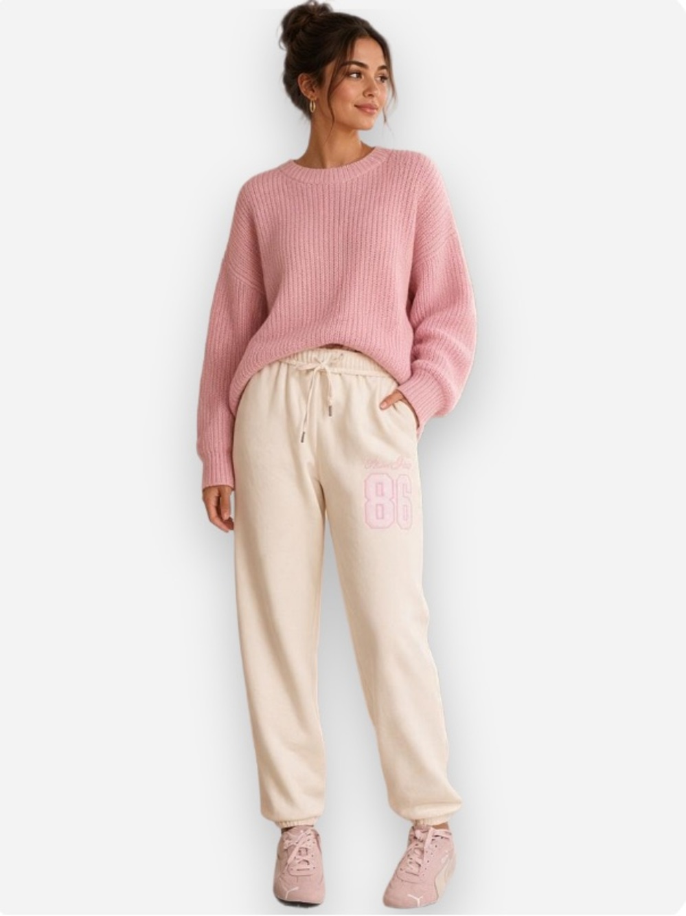 🆕💟 PINK Polka Dot 86 Fleece Jogger Sweatpants Victoria’s Secret XS NWT